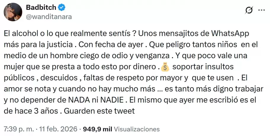 Wanda Nara expuso nuevos llamados de Mauro Icardi y pidi� que guarden el posteo.