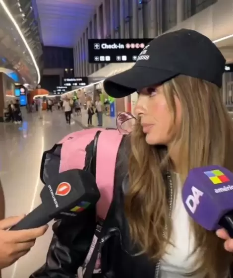 La China Su�rez se cruz� con un cronista en Ezeiza