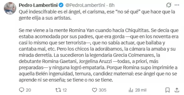 Los tuits del cocinero Pedro Lambertini contra Eugenia Tobal