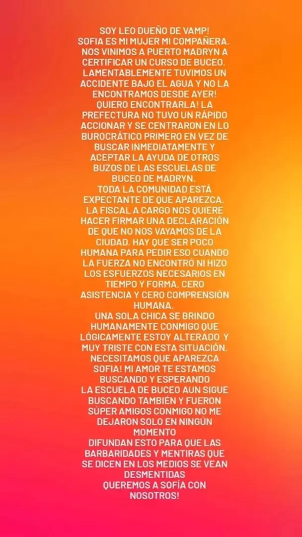 Sofía y su novio participaban de una expedición guiada por una escuela de buceo.