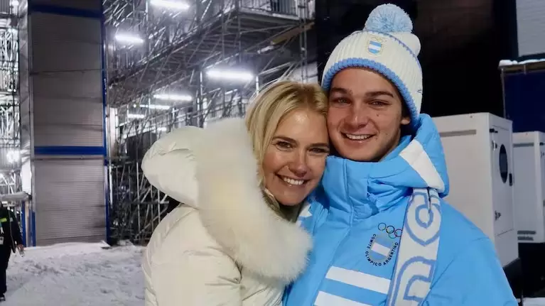 Valeria Mazza acompa�� a su hijo, Tiziano Gravier, en los Juegos Ol�mpicos de Invierno de Mil�n-Cortina