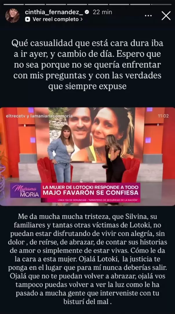 La pelea entre Moria Cas�n y Cinthia Fern�ndez