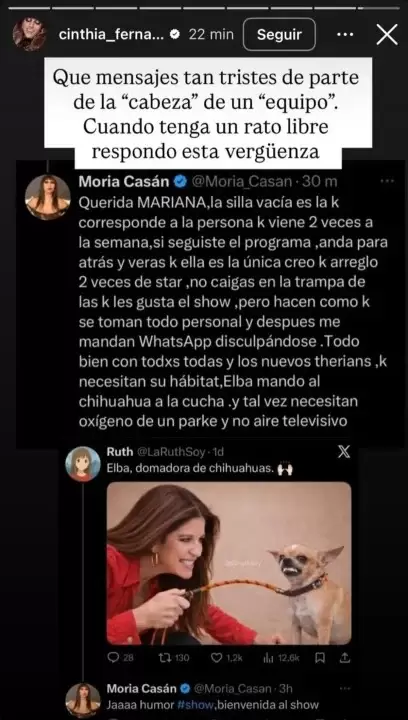 La pelea entre Moria Cas�n y Cinthia Fern�ndez