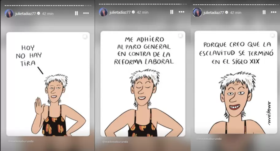 Julieta Díaz también modificó su agenda para expresarse en contra de la reforma laboral