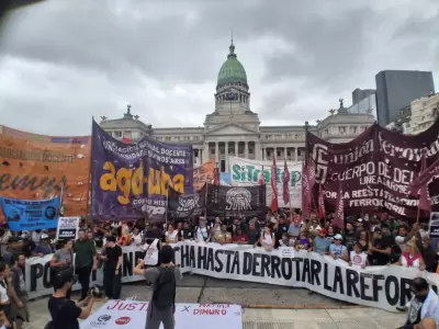 Una de las jornadas del paro general frente al Congreso contra la reforma laboral