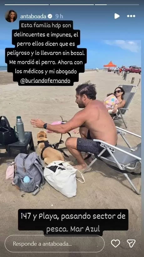 Andrea Taboada fue mordida en la playa