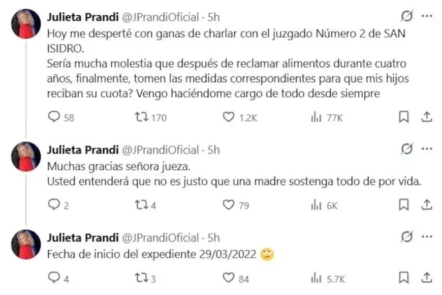 Julieta Prandi contras la Justicia y su ex pareja Claudio Contardi