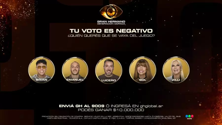 As� qued� la primera placa de nominados de Gran Hermano: Generaci�n Dorada, tras la votaci�n positiva que dej� afuera a tres participantes.