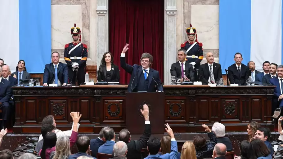El presidente Javier Milei en la apertura del 144� per�odo de sesiones ordinaria