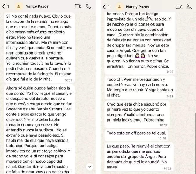 Nancy Pazos desminti� a �ngel De Brito sobre su salida de Telefe