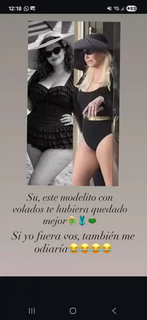 La comparaci�n de Graciela Alfano de una modelo curvy con Susana Gim�nez.
