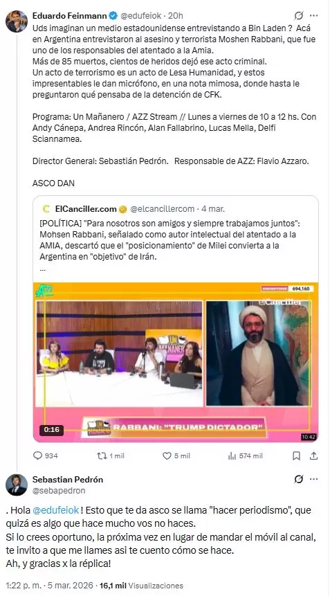 Feinmann explot� contra el streaming de Azzaro