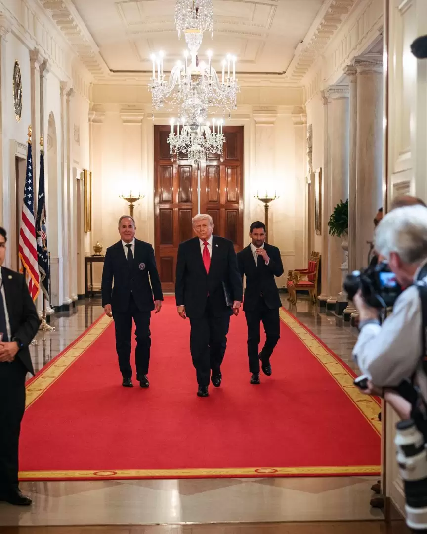 Messi en la Casa Blanca junto a Trump