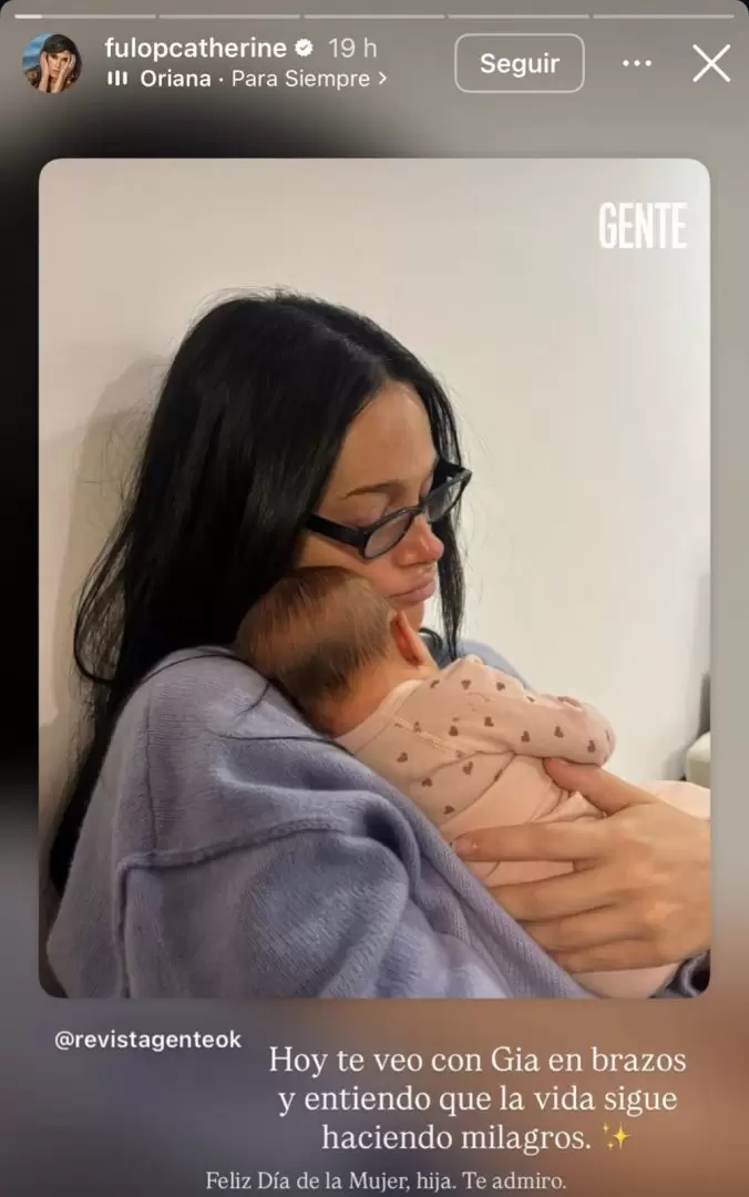 El mensaje de Catherine Fulop para su hija Oriana