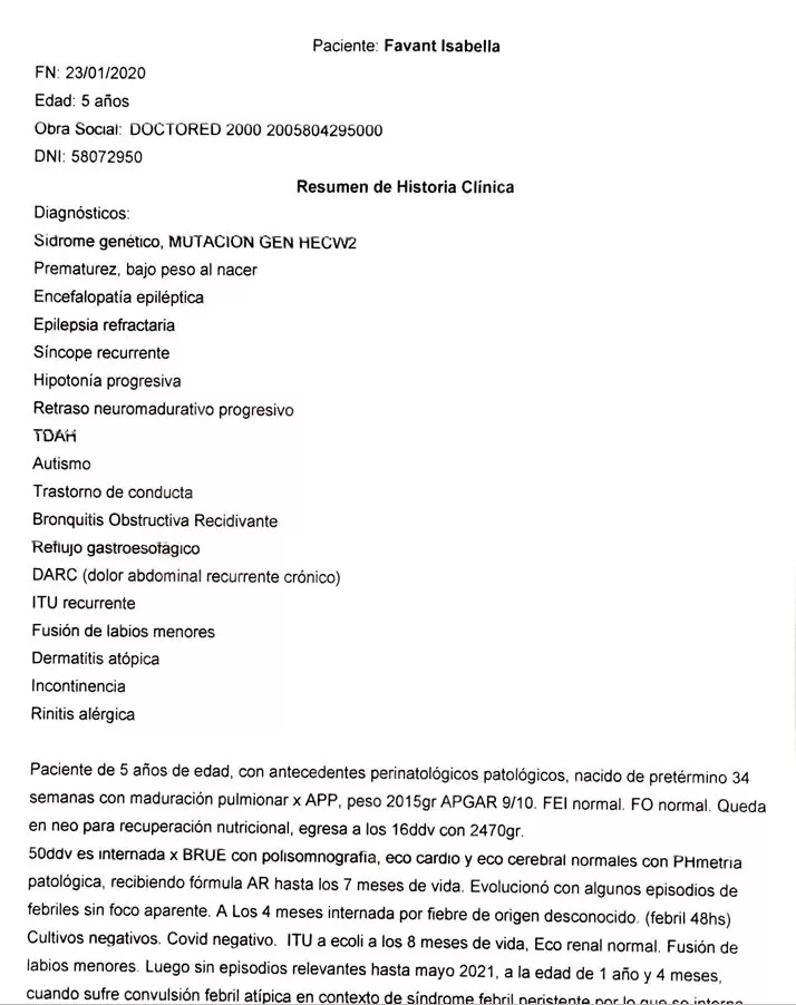 Isabella tiene 6 a�os, padece una enfermedad neurodegenerativa extremadamente rara y lleva m�s de dos meses internada.