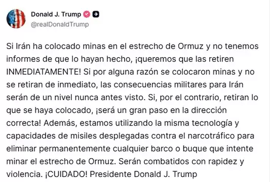 Estados Unidos anunci� que destruy� varias embarcaciones iran�es utilizadas para colocar minas navales en el Estrecho de Ormuz