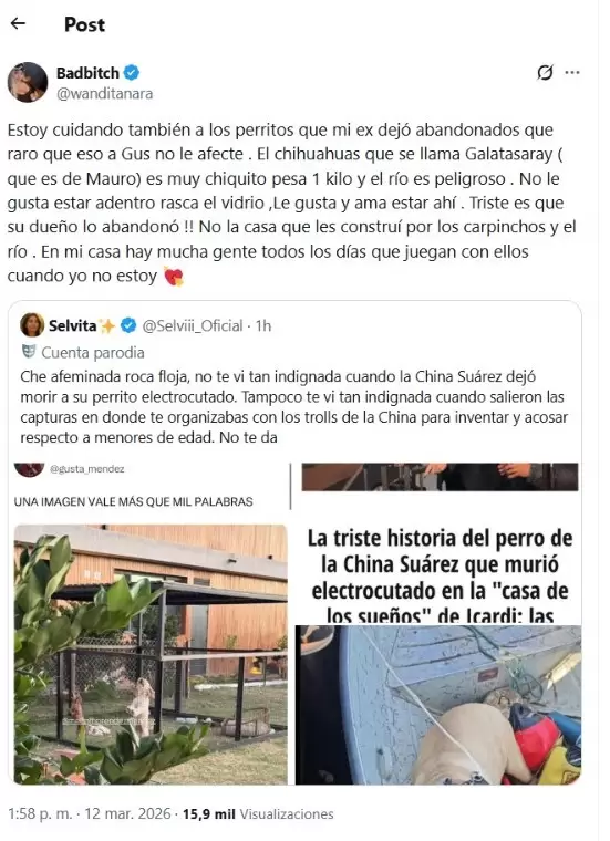 Wanda Nara se defendi� del supuesto maltrato animal y atac� directamente a Mauro