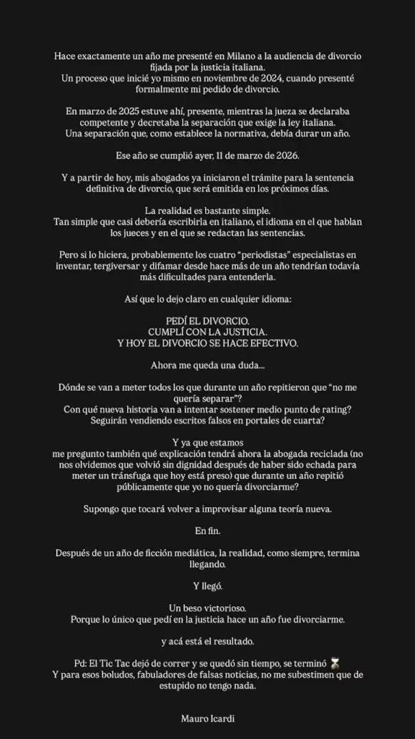 El comunicado de icardi