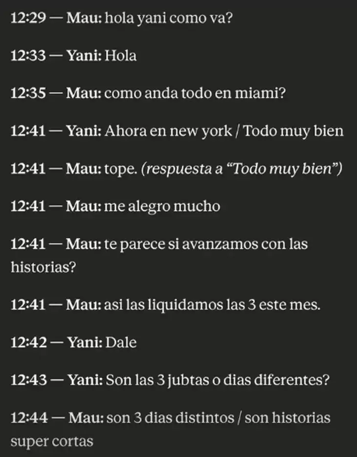 Los chats entre Novelli y Latorre