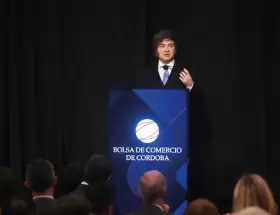 Javier Milei ofreci� un discurso en la Bolsa de Comercio de C�rdoba.
