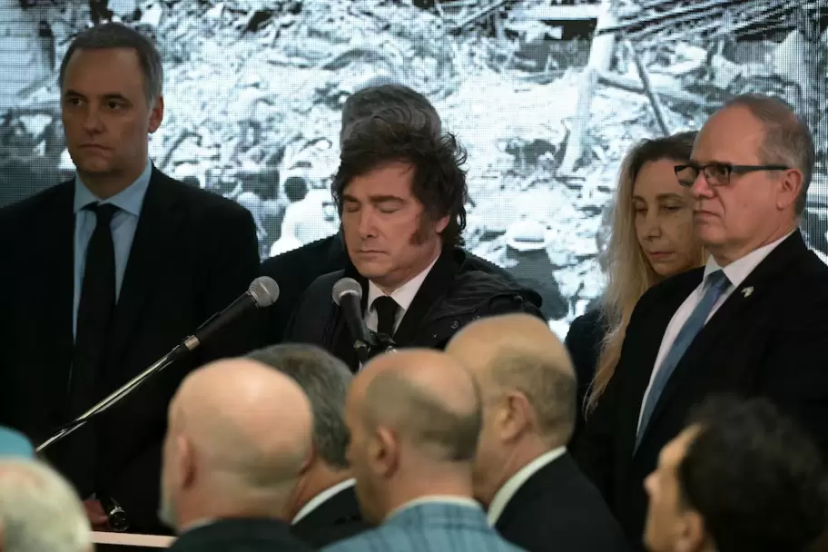 Javier Milei en el acto de la embajada de Israel