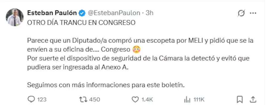 Esteban Paul�n y su versi�n del esc�ndalo del aire comprimido en el Congreso.