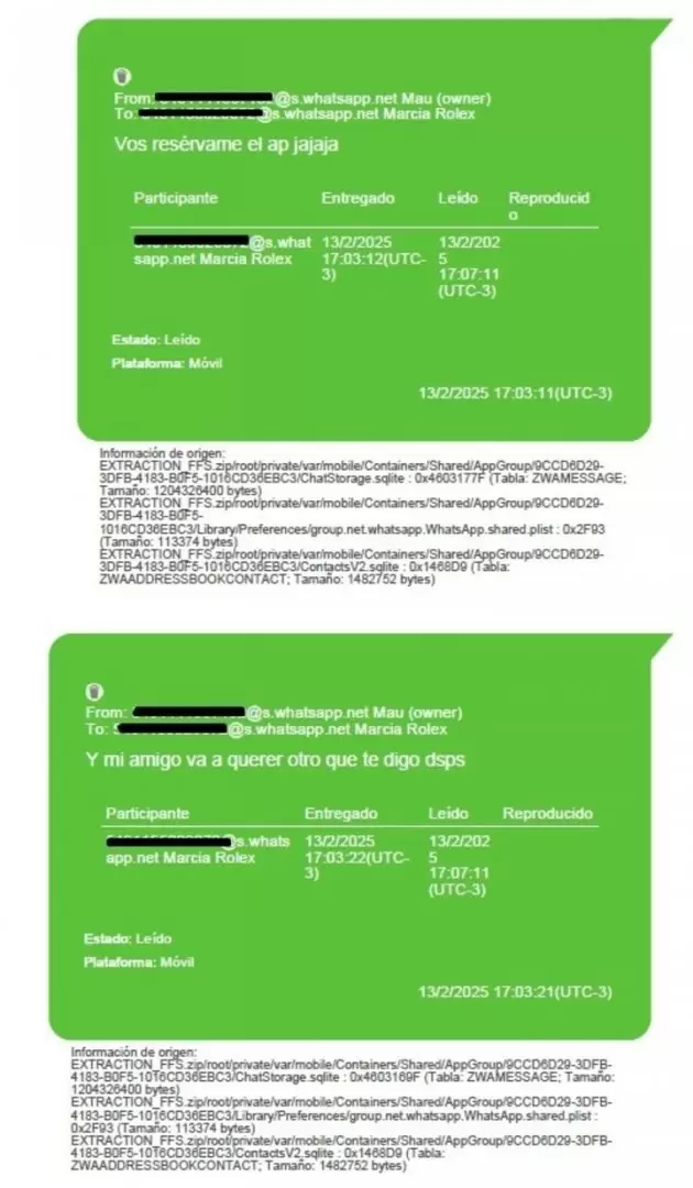 Algunos de los chats de Novelli