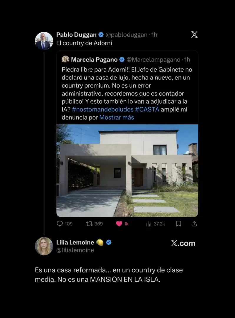 La denuncia de Pagano y la defensade Lilia a Adorni