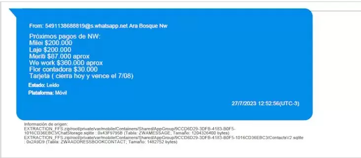 Peritajes del caso Libra al teléfono de Novelli