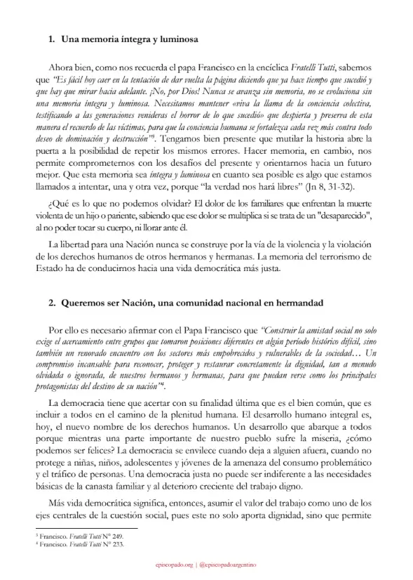 La Conferencia Episcopal traz� un duro diagn�stico sobre la Argentina actual