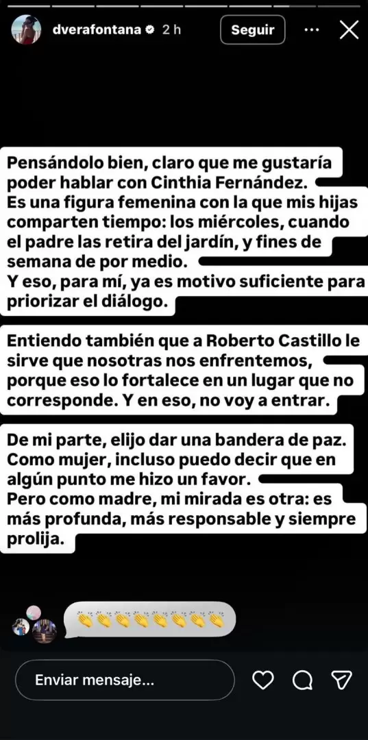 Daniela Vera Fontana sac� bandera blanca con Cinthia Fern�ndez