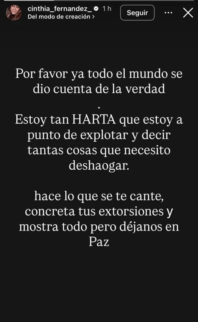 Cinthia Fern�ndez no compr� la idea de paz propuesta por Daniela Vera Fontana