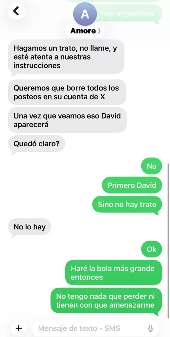 La captura de pantalla que poublic� Tany Carrasco