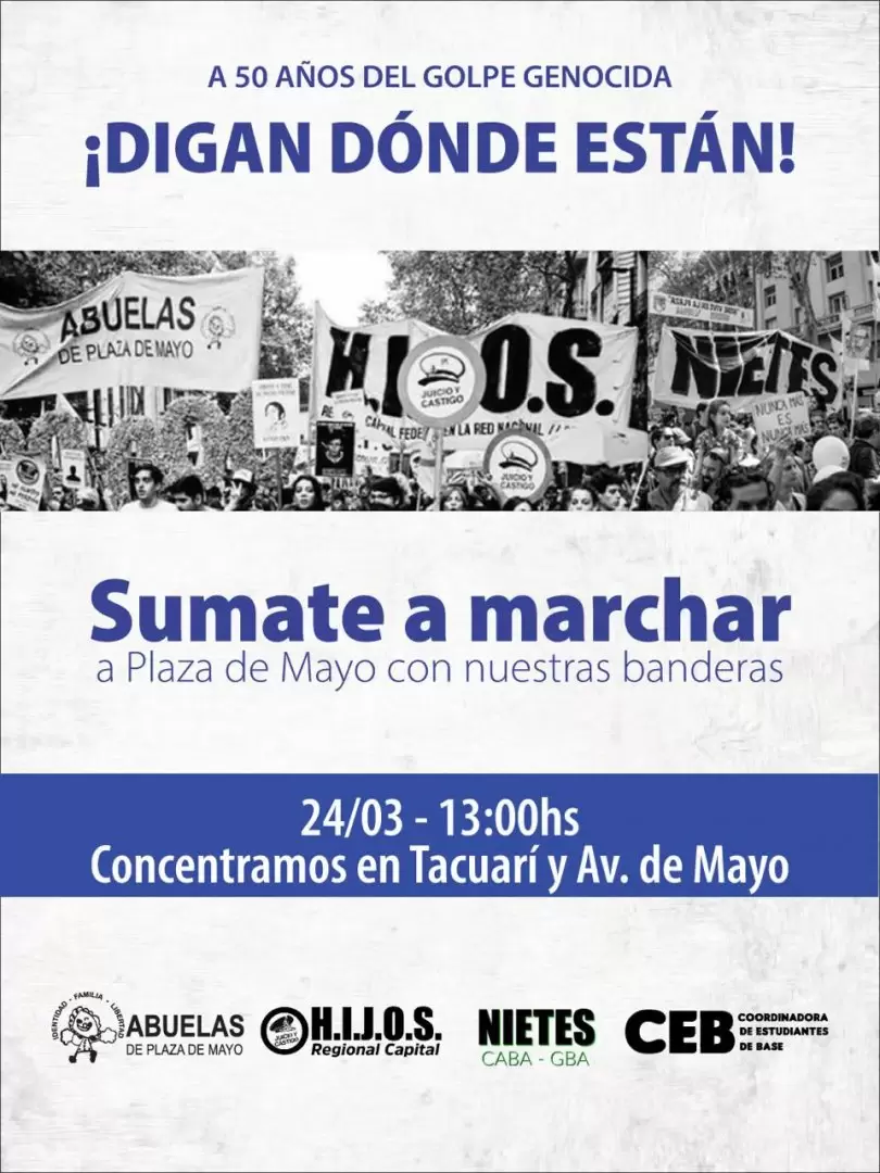 Abuelas de Plaza de Mayo llaman a ocupar las calles