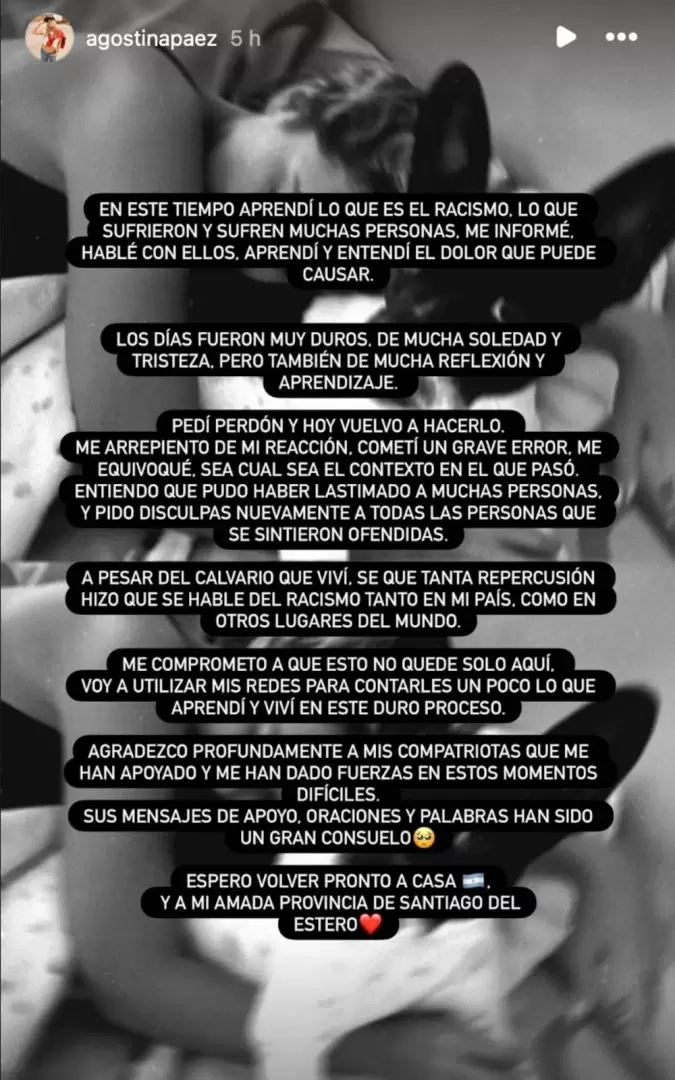 El posteo de Agostina