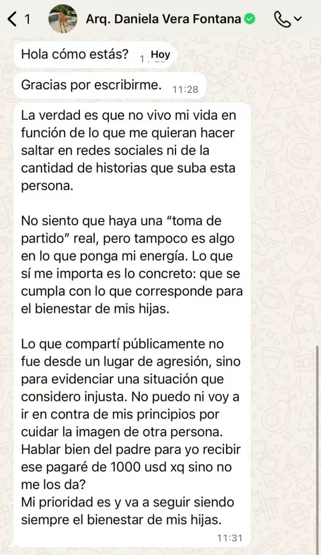 Daniela Vera Fontana respondi� al ataque digital de Cinthia Fern�ndez