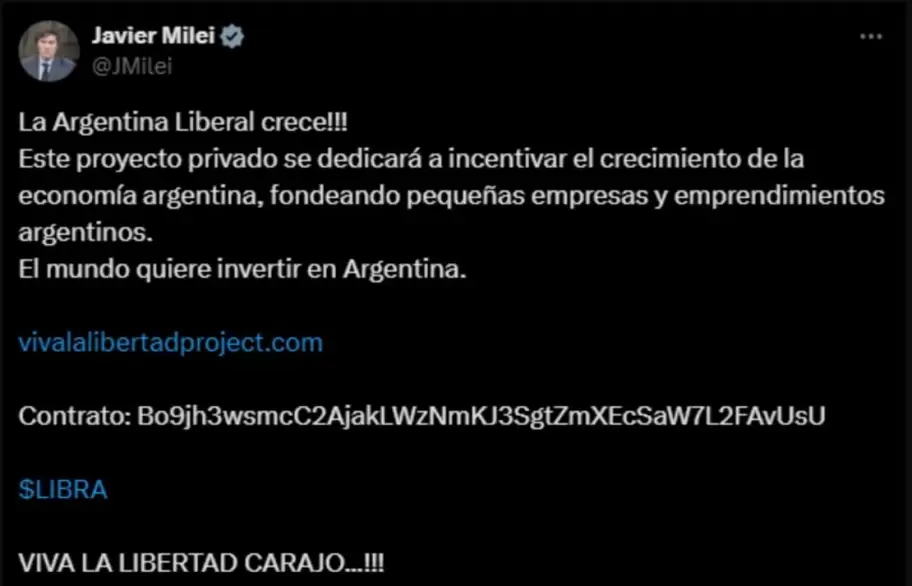 Javier Milei promocionando $Libra
