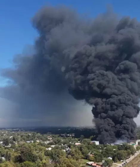 El fuego devor� el dep�sito de materiales pl�sticos y pinturas en Francisco �lvarez