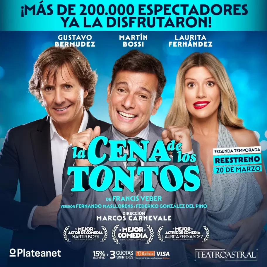 Martín Bossi, Gustavo Bermúdez y Laurita Fernández