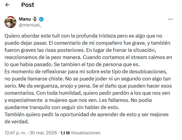 El pedido de disculpas de Mernuel por re�rse de los dichos de Bauletti