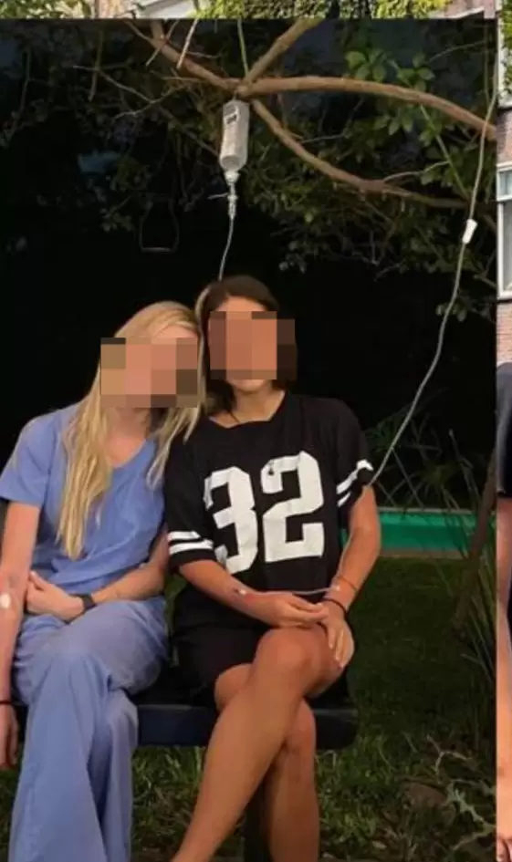 Delfina "Fini" Lanusse y otra de las m�dicas involucradas identificada como T.C. Ambas con suero