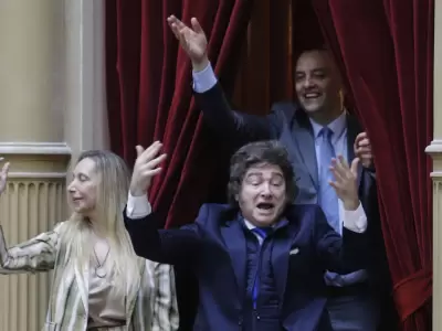 Karina Milei, Javier Milei y Manuel Adorni