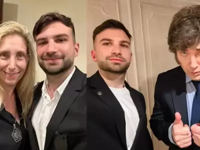 Mauricio Novelli junto a los hermanos Milei