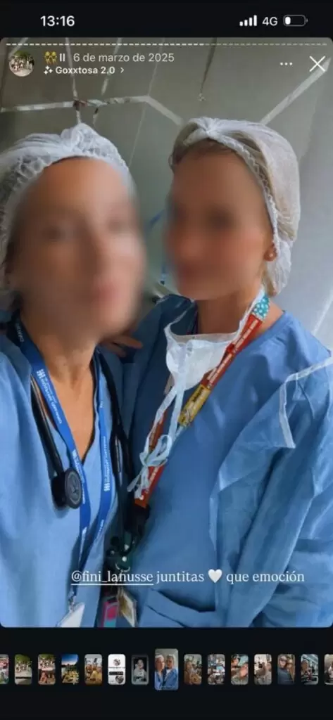 Fini Lanusse junto a una compa�era en el Hospital Italiano