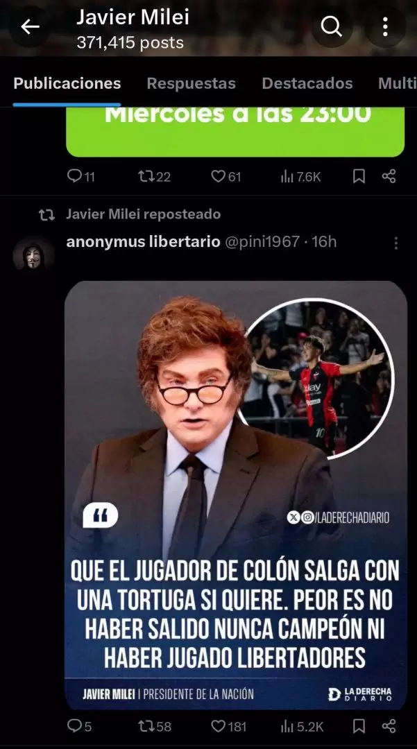 La reacci�n de Javier Milei al noviazgo de Ignacio Lago y su novio