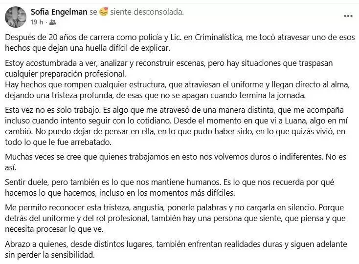El descargo de la polic�a Sof�a Engelman, una de las primeras en ingresar a la vivienda