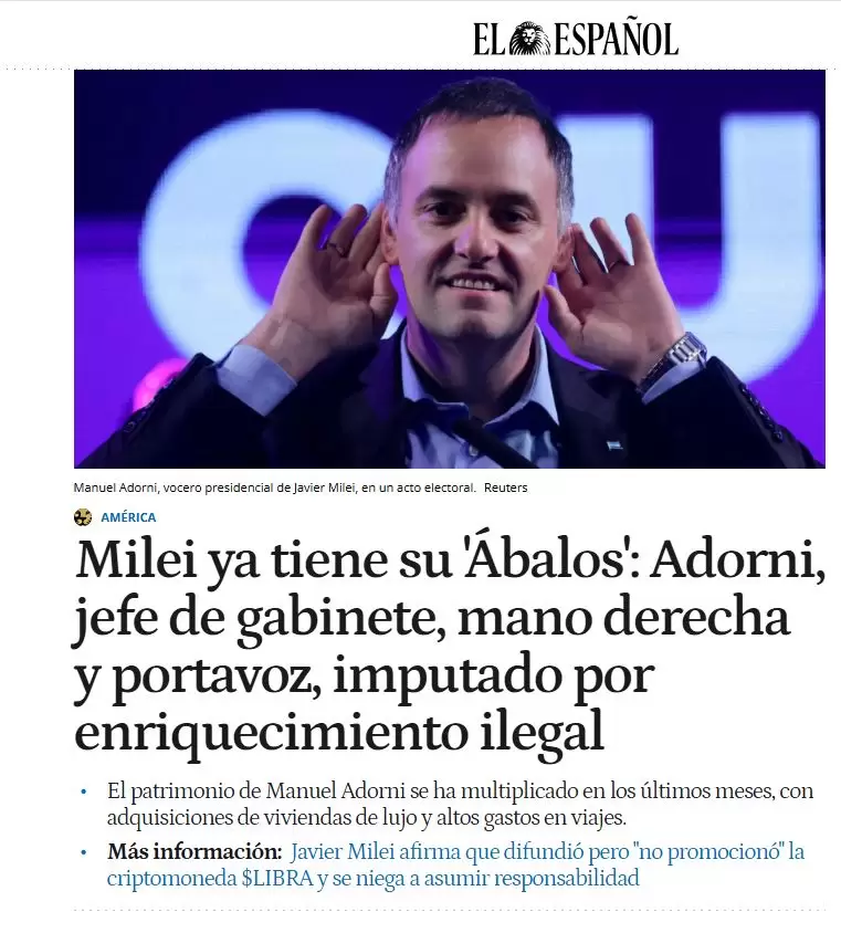 A Adorni en Espa�a lo comparan con un ministro que termin� preso