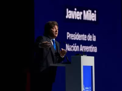 Javier Milei en el AmCham Summit 2026.