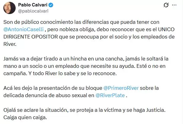 La pol�mica escal� cuando el caso tom� estado p�blico a partir de publicaciones del periodista Pablo Calvari