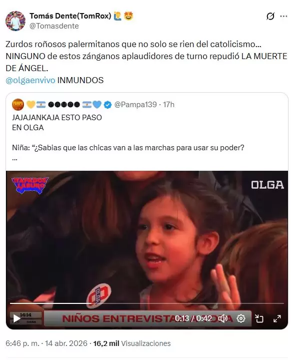 La reacci�n de Tom�s Dente